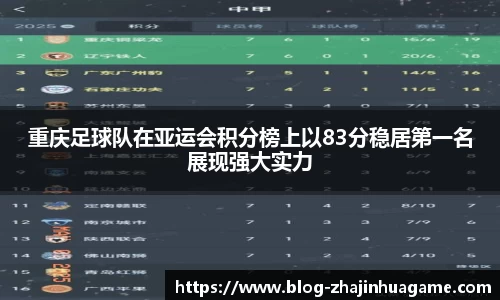 重庆足球队在亚运会积分榜上以83分稳居第一名展现强大实力